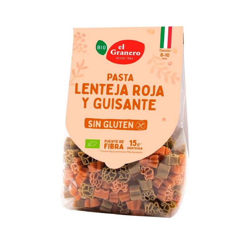 PASTA DE LENTEJA ROJA Y GUISANTE SIN GLUTEN 250G EL GRANERO