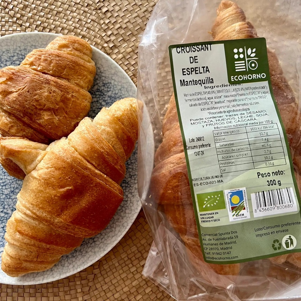 CROISSANTS DE ESPELTA CON MANTEQUILLA 300G ECOHORNO