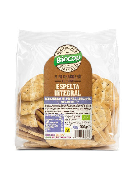MINI CRACKER DE ESPELTA INTEGRAL CON SEMILLAS 200G BIOCOP