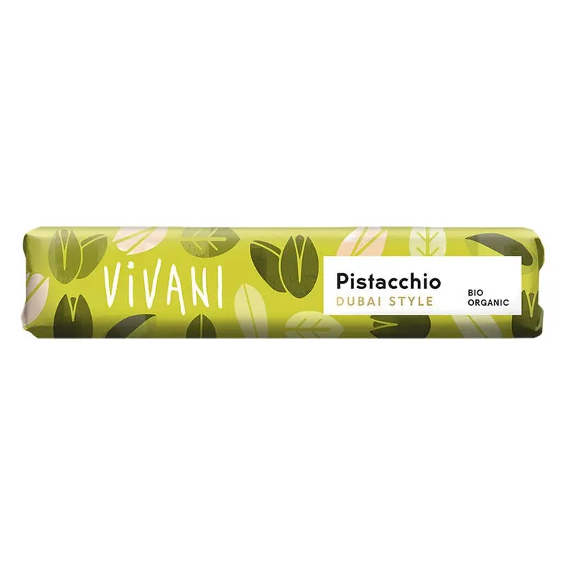 CHOCOLATINA CON LECHE Y PISTACHO DUBAY STYLE 40G VIVANI
