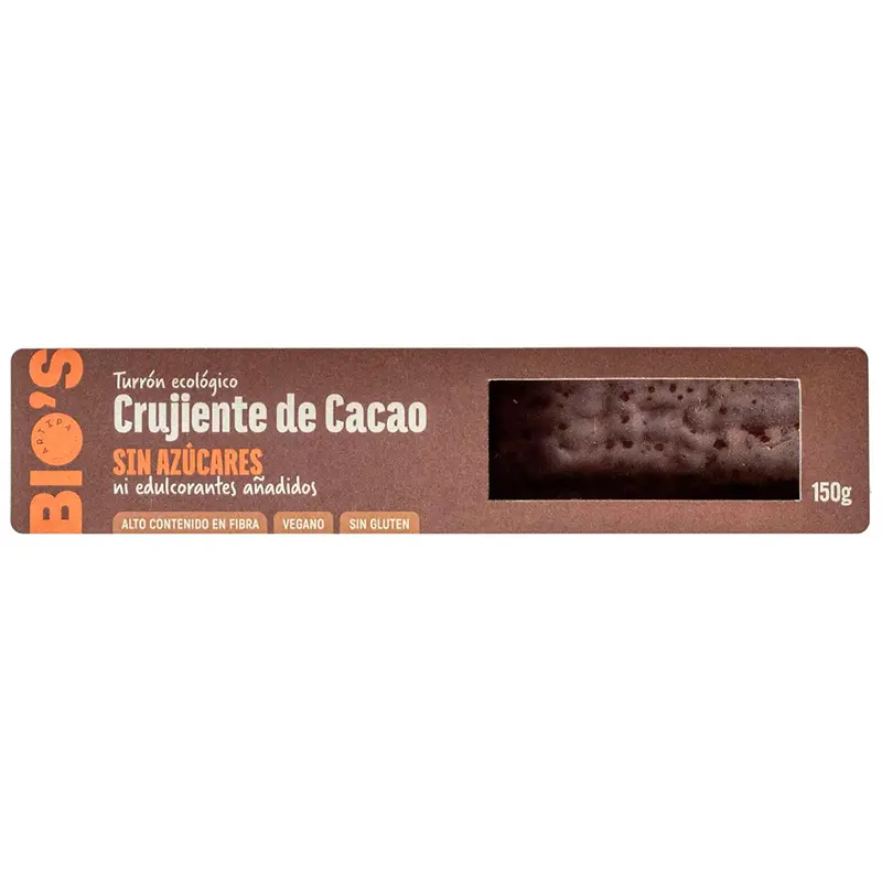 TURRON CRUJIENTE DE CHOCOLATE SIN AZUCAR NI EDULCORANTES AÑADIDOS 150G ARTIPA