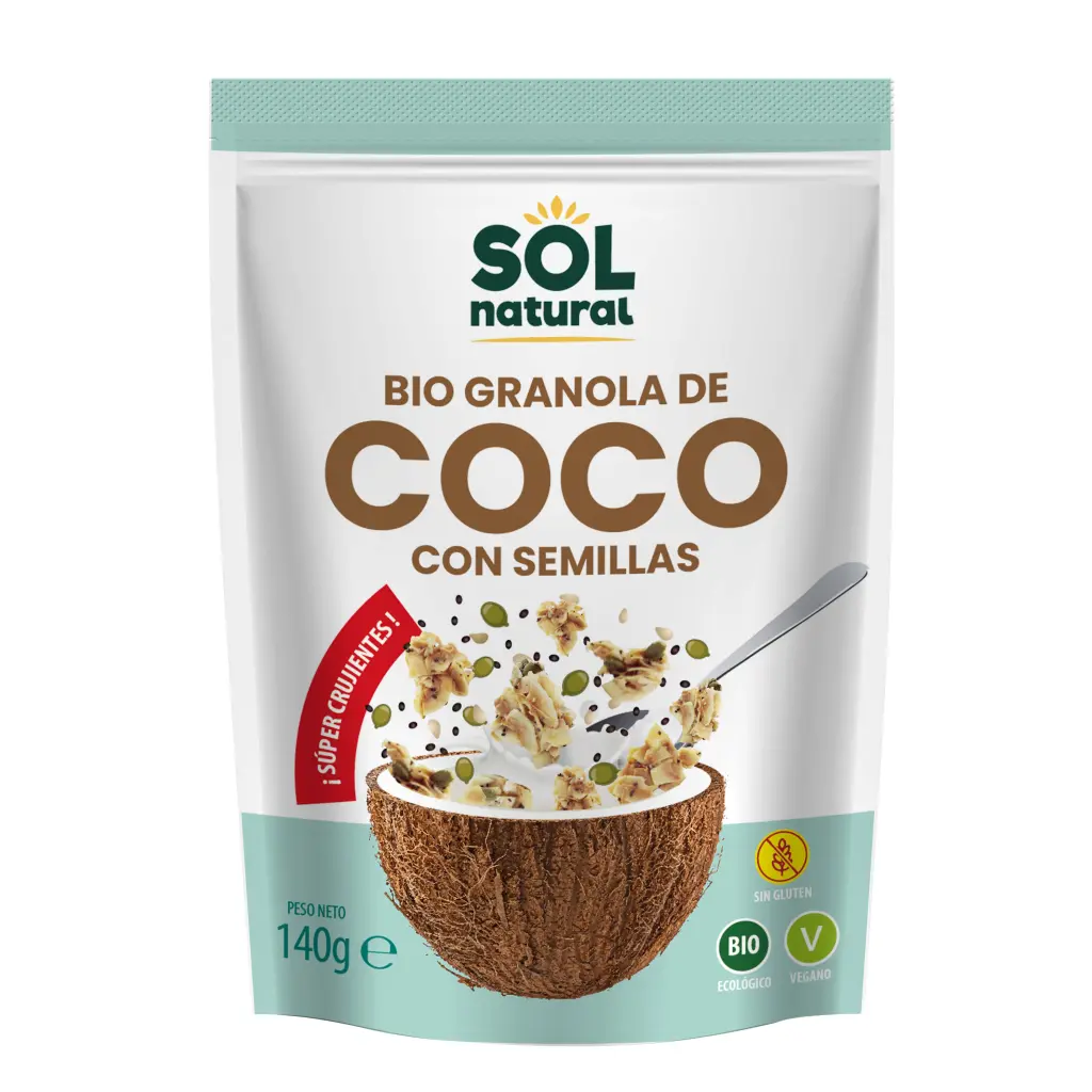 GRANOLA CRUNCHY DE COCO CON SEMILLAS BIO 140G SOL NATURAL