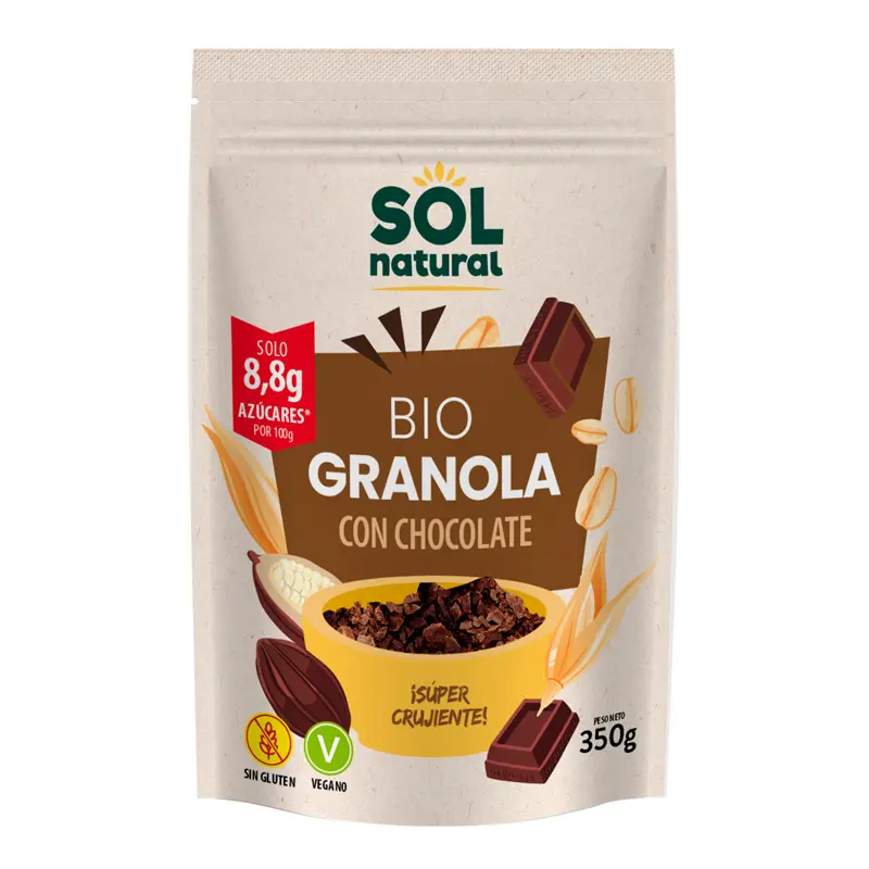 GRANOLA DE AVENA CON CHOCOLATE SIN GLUTEN 350G BIO SOL NATURAL