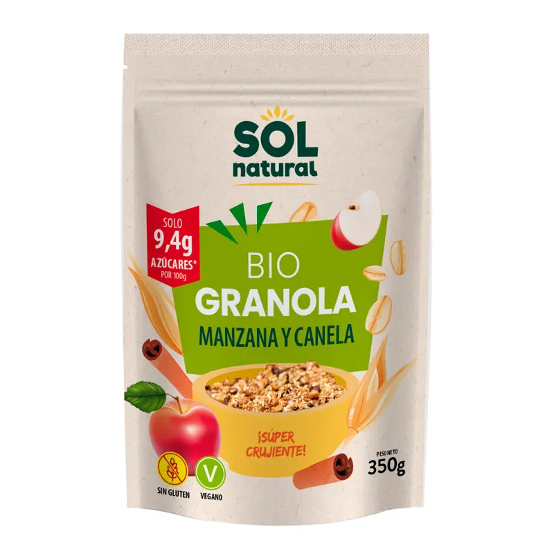 GRANOLA DE AVENA CON MANZANA Y CANELA 350G BIO SOL NATURAL