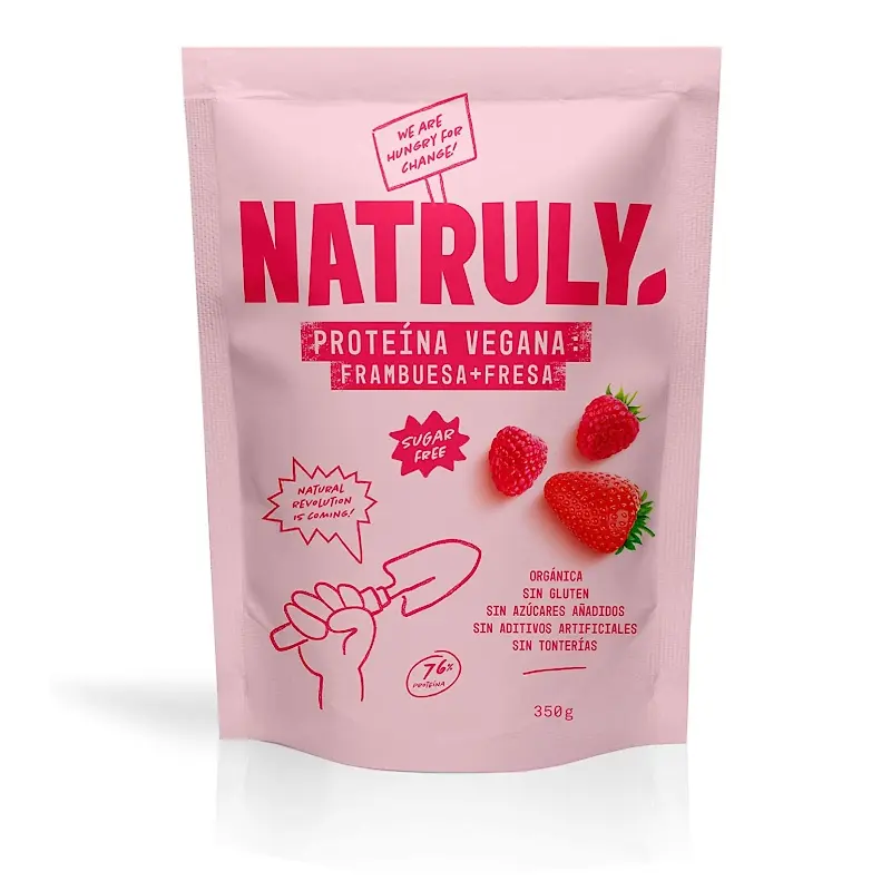 PROTEÍNA VEGANA DE FRESA Y FAMBRUESA 350G NATRULY
