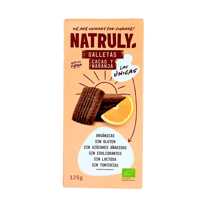 GALLETAS DE CACAO Y NARANJA SIN GLUTEN BIO 125G NATRULY