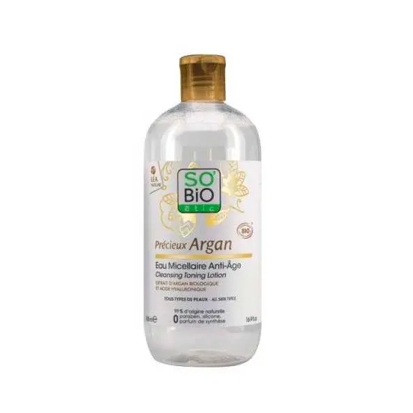 AGUA MICELAR ANTIEDAD ÁCIDO HIALURONICO & ARGÁN 500ML SOBIO
