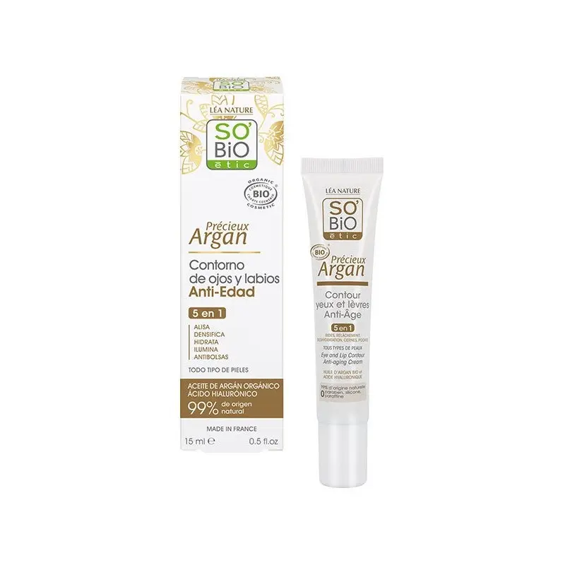 CONTORNO OJOS & LABIOS ANTIEDAD ÁCIDO HIALURÓNICO & ARGÁN 15ML SOBIO