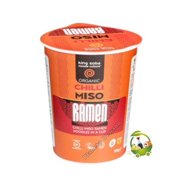 VASO DE SOPA RAMEN DE MISO CON CHILI SIN GLUTEN 85G KING SOBA