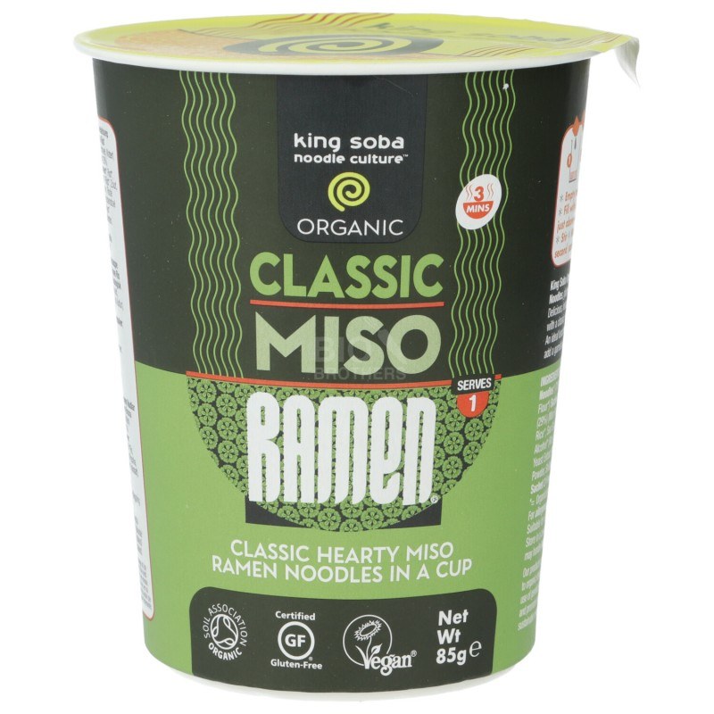 VASO DE SOPA RAMEN DE MISO SIN GLUTEN 85G KING SOBA