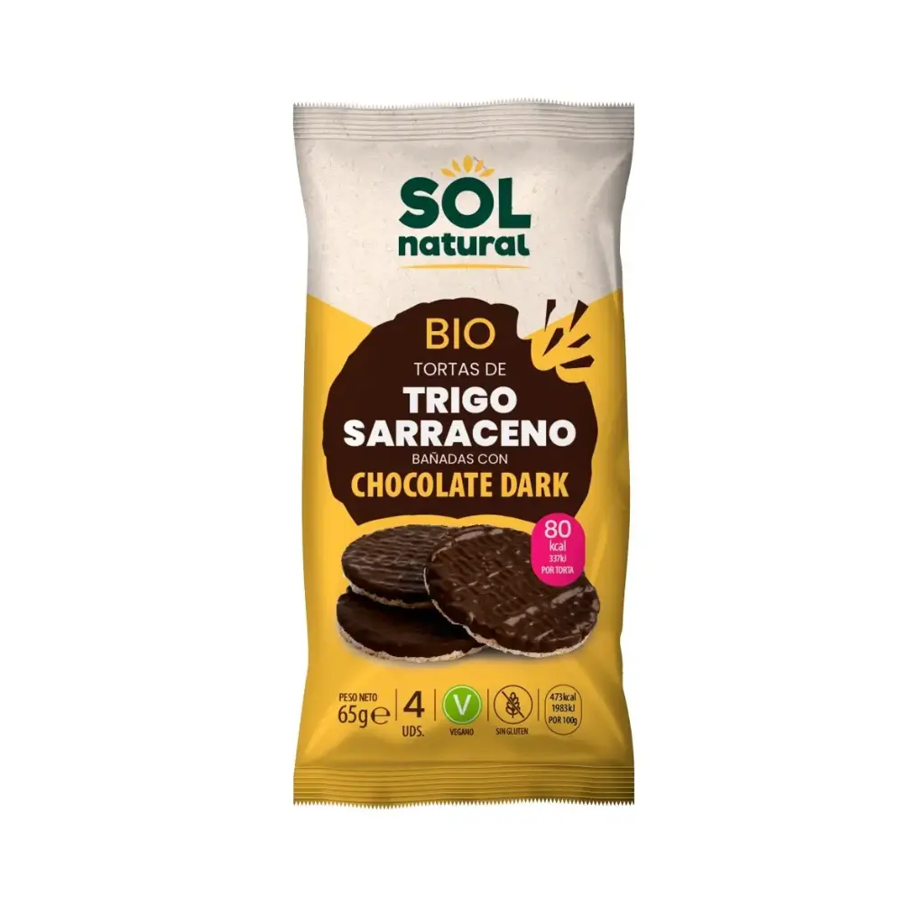 TORTAS DE TRIGO SARRACENO CON CHOCOLATE NEGRO 65G - SOL NATURAL