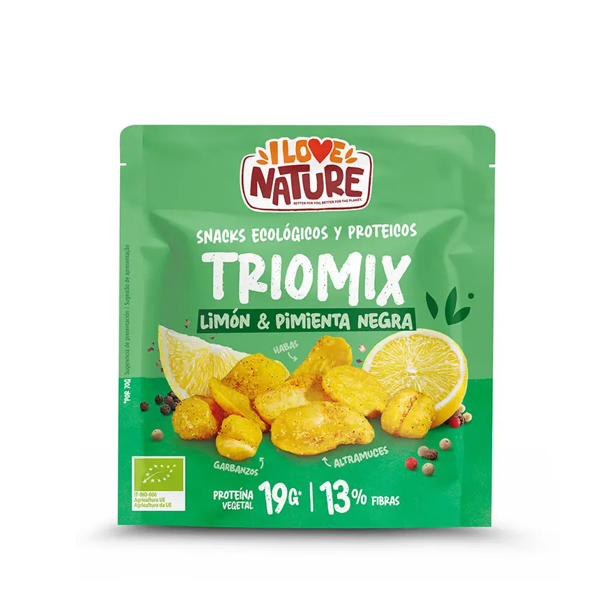 SNACK PROTEIN TRIOMIX LIMON Y PIMIENTA 70G - I LOVE NATURE 