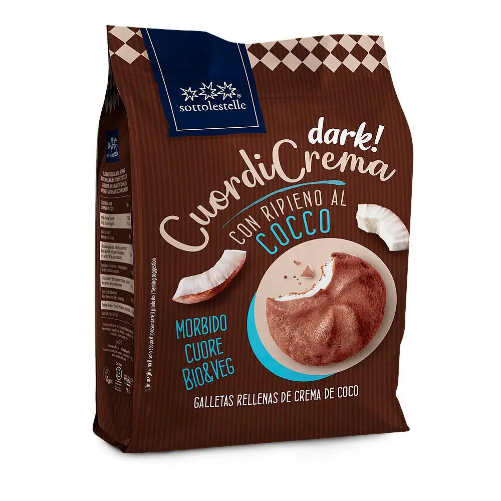 GALLETA RELLENA DE CHOCOLATE NEGRO Y COCO 200G - SOTTOLESTELLE