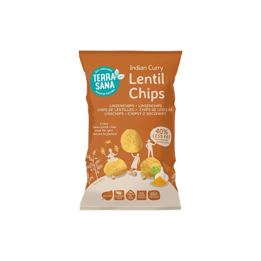 CHIPS DE LENTEJAS CON CURRY HINDU 75G - TERRASANA 
