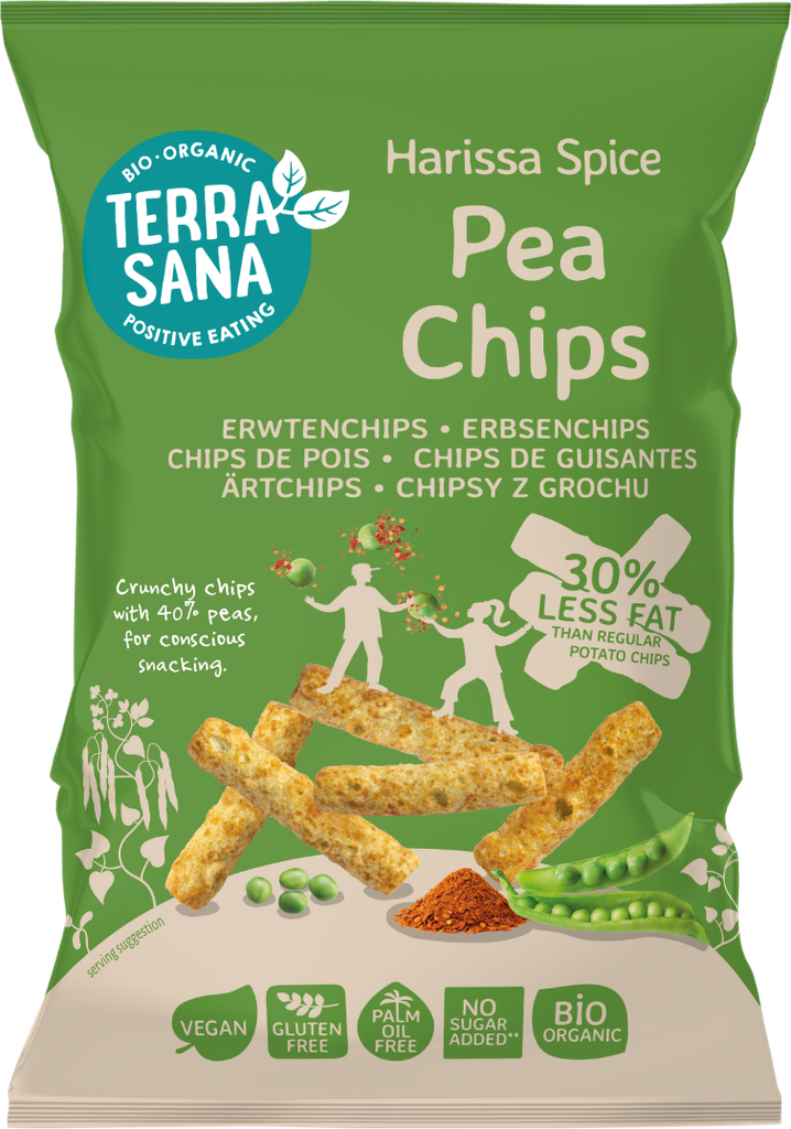 CHIPS DE GUISANTES CON HARISSA 75G - TERRASANA 