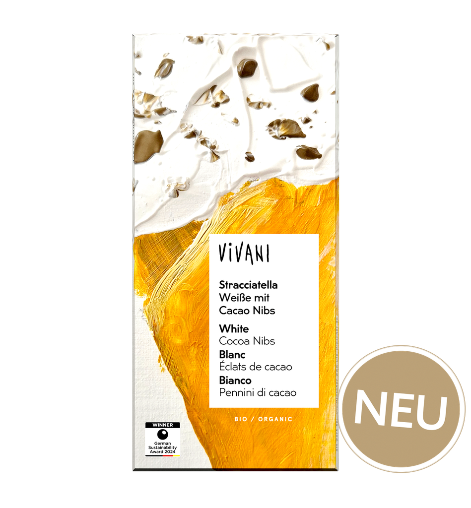CHOCOLATE STRACCIATELLA - CHOCOLATE BLANCO CON PEPITAS DE CACAO 80G - VIVANI