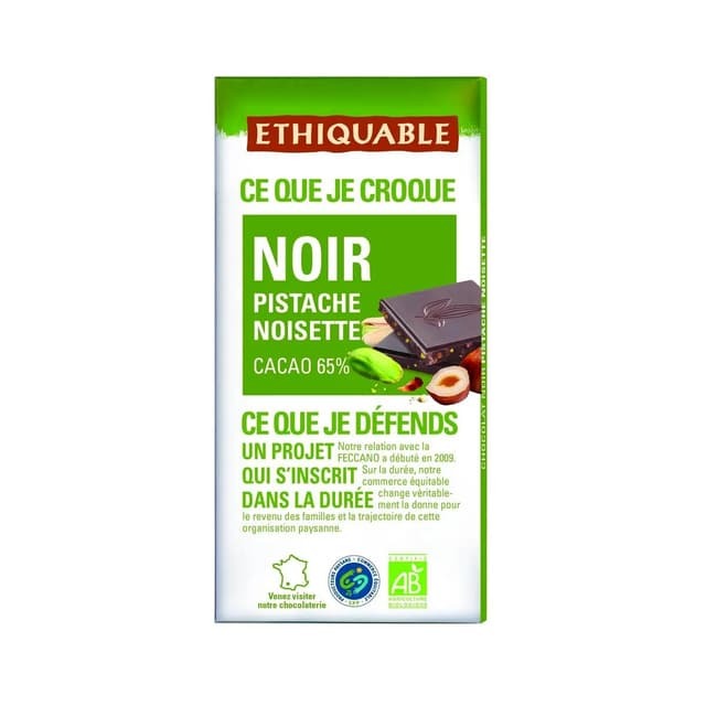 CHOCOLATE CON PISTACHO Y AVELLANA 100G - ETHIQUABLE