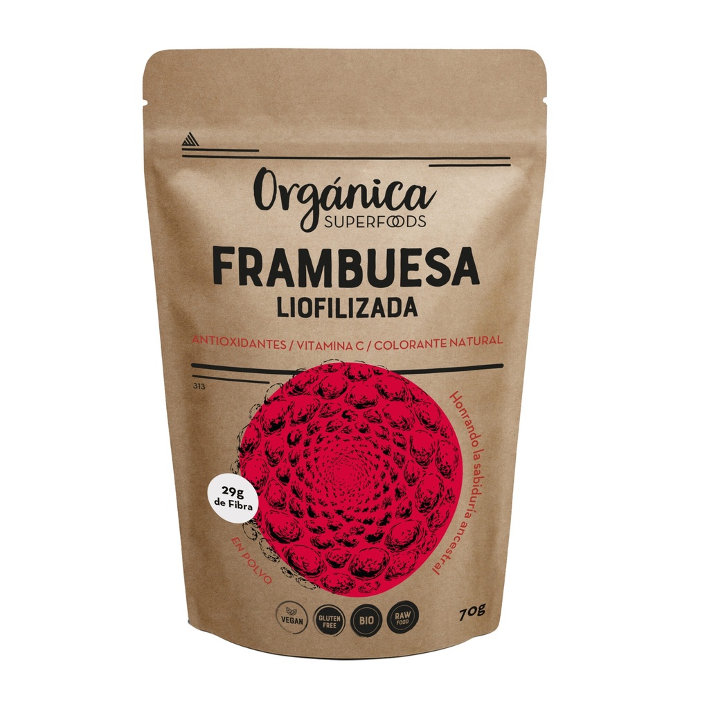 FRAMBUESA LIOFILIZADA 70G - ORGANICA SUPERFOODS