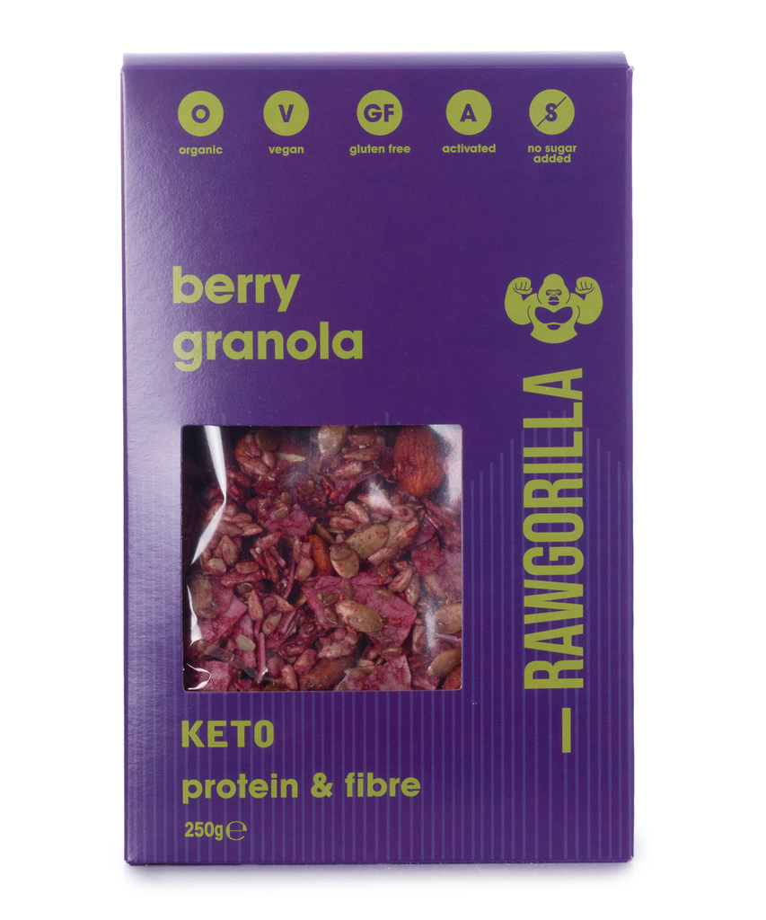 GRANOLA KETO ECOLOGICA DE FRAMBUESA 250G - RAW GORILLA
