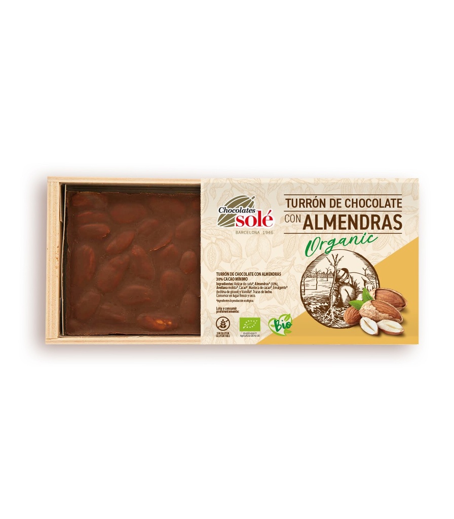 TURRON DE CHOCOLATE CON ALMENDRAS 200G - SOLE