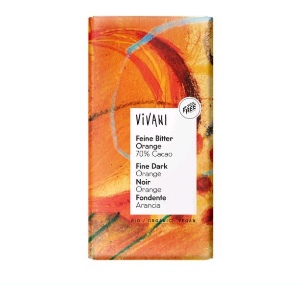 CHOCOLATE NEGRO 70% CON NARANJA 80G VIVANI