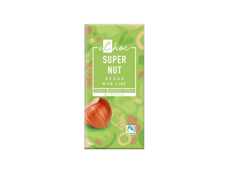 CHOCOLATE VEGANO CON AVELLANAS 80G ICHOC