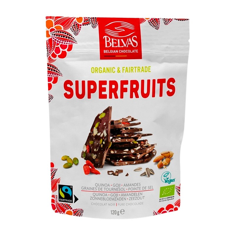 CHOCOLATE NEGRO TROZOS GOJI Y QUINOA 120G BELVAS