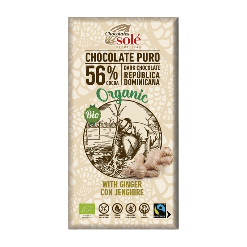 CHOCOLATE NEGRO 56% JENGIBRE 100G SOLE