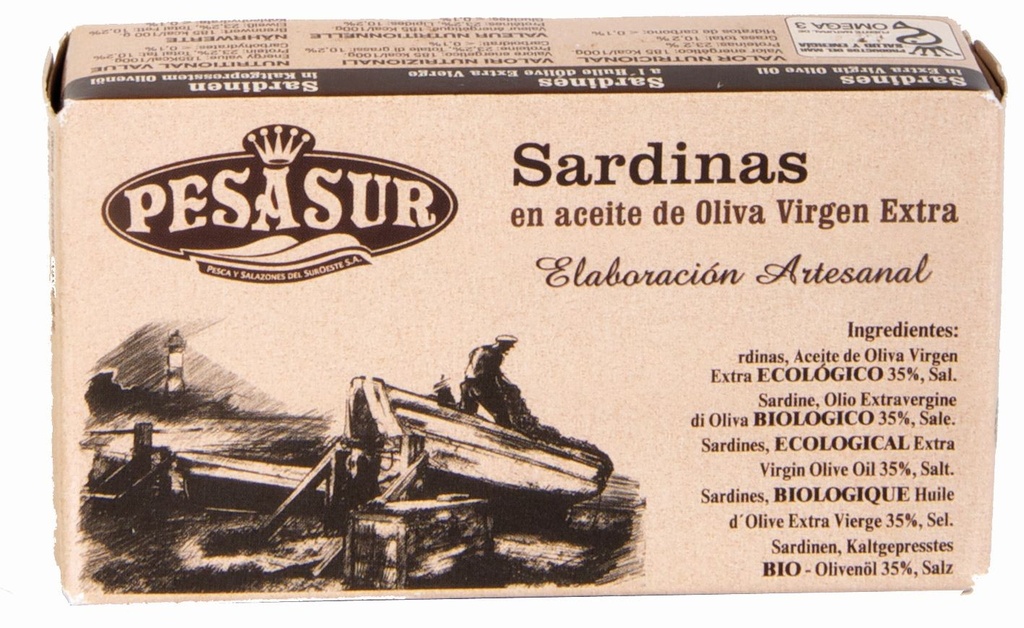 SARDINAS ACEITE OLIVA LATA 120G PESASUR