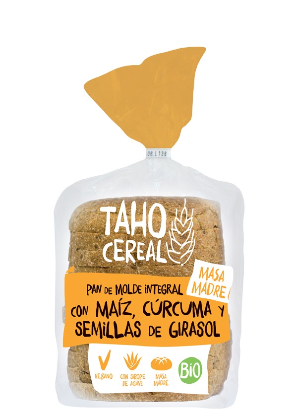 PAN MOLDE INTEGRAL MAÍZ, CÚRCUMA Y SEMILLAS 400G TAHO