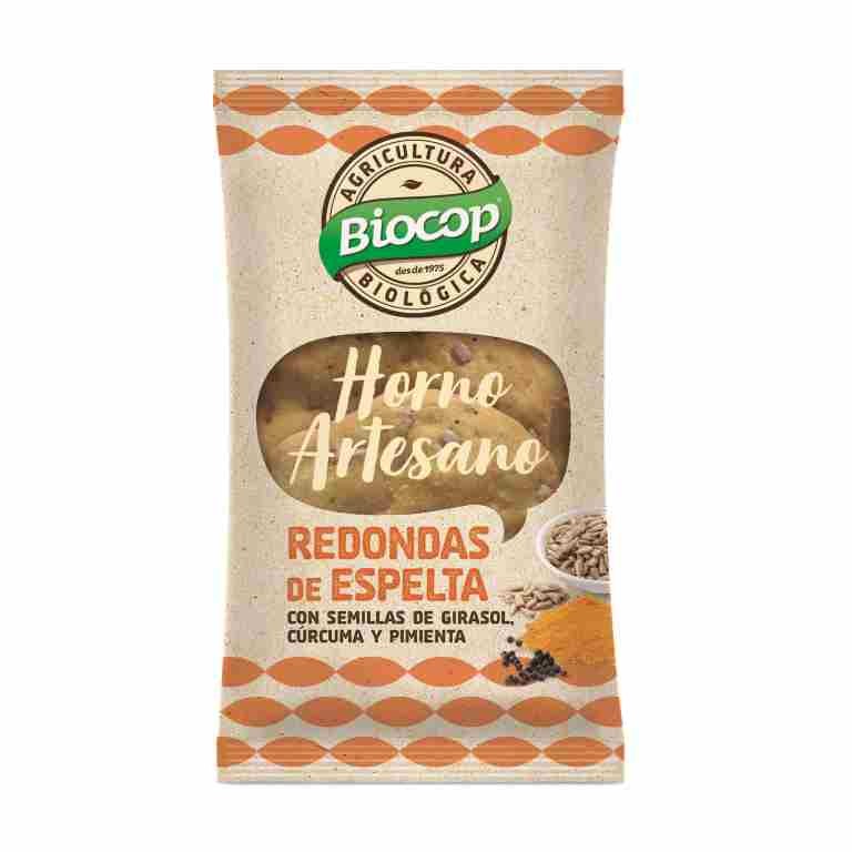 REDONDAS TRIGO ESPELTA CÚRCUMA PIMIENTA 50G BIOCOP