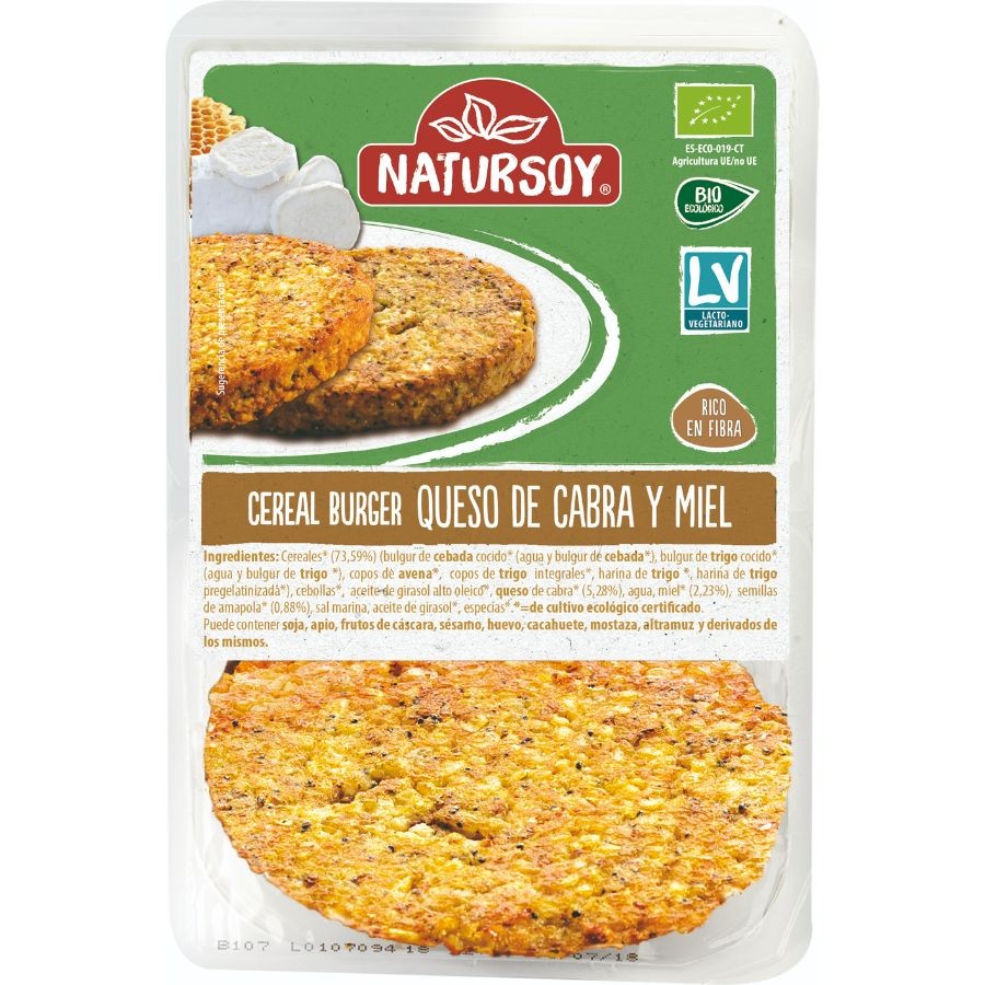 BURGER CEBADA, QUESO CABRA, MIEL 200G NATURSOY