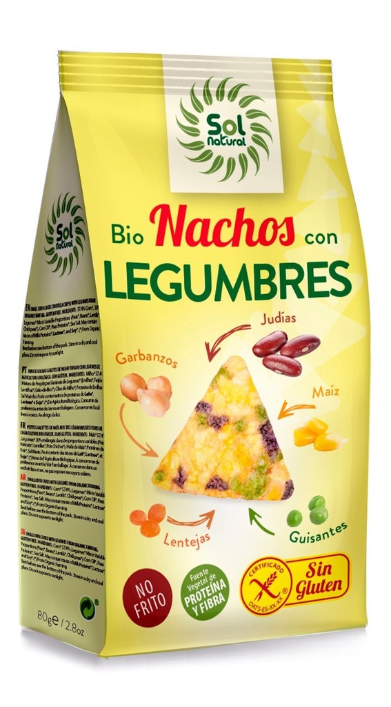 NACHOS MAÍZ LEGUMBRES SIN GLUTEN 80G SOL NATURAL