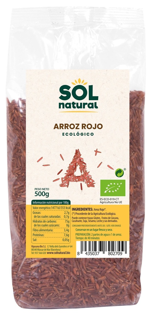 ARROZ ROJO BASMATI 500G SOL NATURAL