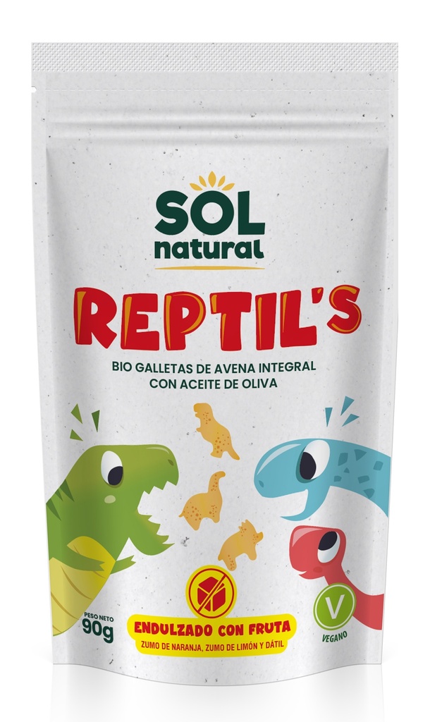 GALLETAS DE AVENA Y FRUTA BIO 90G REPTIL'S SOL NATURAL