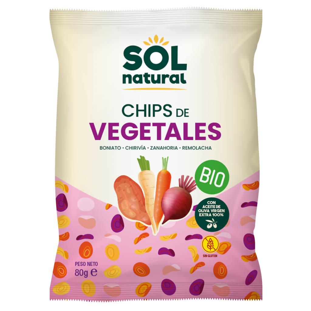 CHIPS DE VEGETALES CON ACEITE DE OLIVA BIO 80G SOL NATURAL