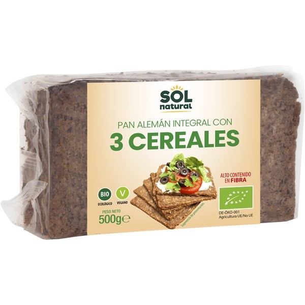 PAN ALEMAN 3 CEREALES BIO 500G SOL NATURAL