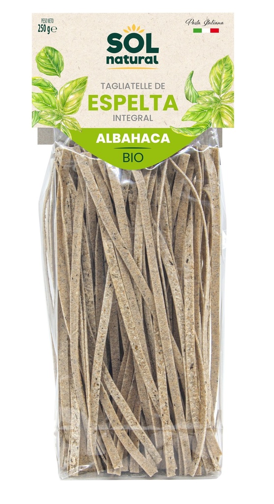 TAGLIATELLE ESPELTA ALBAHACA 250G SOL NATURAL