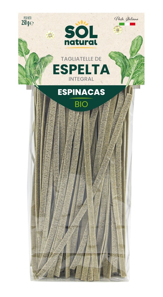 TAGLIATELLE ESPELTA ESPINACAS 250G SOL NATURAL