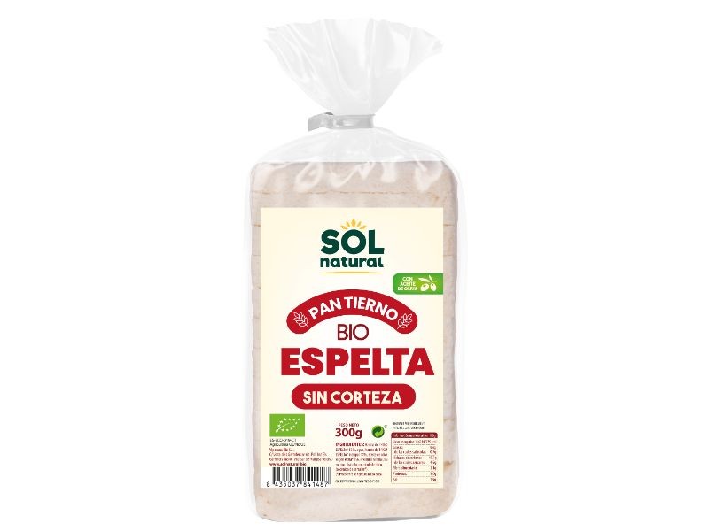 PAN TIERNO DE ESPELTA SIN CORTEZA 300G SOL NATURAL