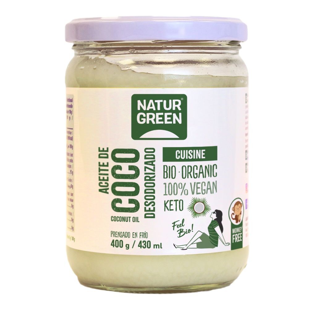 ACEITE VIRGEN COCO CUISINE DESODORIZADO 400G NATURGREEN