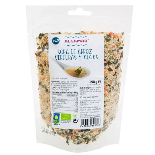 [13393] SOPA ARROZ VERDURAS ALGAS 250G ALGAMAR