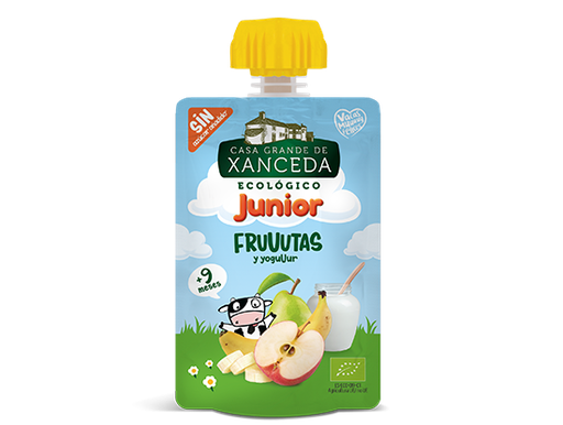 [12634] POUCH JUNIOR FRUTAS Y YOGUR BIO 90G CASA XANCEDA