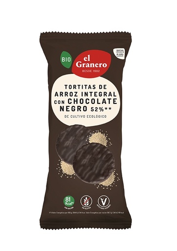 [23327] TORTITAS DE ARROZ CHOCOLATE NEGRO 100G EL GRANERO
