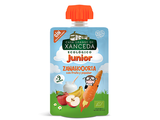 [15190] POUCH JUNIOR ZANAHORIA CON FRUTA Y YOGUR BIO 90G CASA XANCEDA