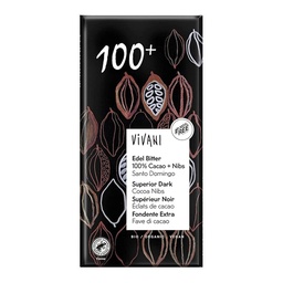 CHOCOLATE NEGRO 100% CON NIBS DE CACAO 80G VIVANI
