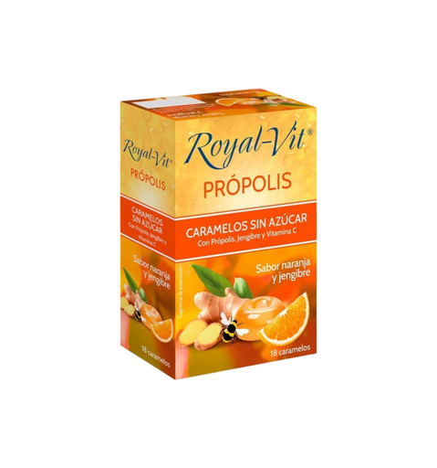 [29424] CARAMELOS PROPOLIS SABOR NARANJA Y JENGIBRE 18UD ROYAL-VIT DIELISA