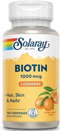 BIOTINA SUBLINGUALES SABOR NARANJA 1000 MCG 100 COMP SOLARAY