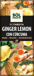 CHOCOLATE JENGIBRE LIMÓN Y CÚRCUMA 70G SOL NATURAL