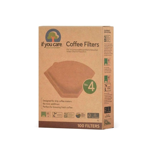 [28732] FILTROS DE CAFÉ DE PAPEL ECOLÓGICO 100 UD Nº4 IF YOU CARE